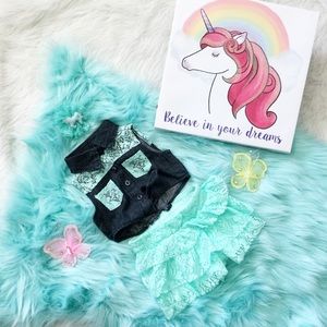 Turquoise lace Baby romper